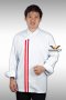 Red double stripe white long sleeve chef jacket