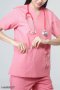 ชุดสครับ คอวี สีชมพู (เสื้อ+กางเกง) (HPG0155)