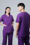 ชุดสครับ ชุดพยาบาล คอวี สีม่วงเข้ม (เสื้อ+กางเกง) (HPG0159)