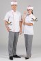 Red piping white short sleeve chef jacket