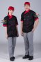 เสื้อกุ๊ก เสื้อเชฟ ชุดเชฟ เสื้อพ่อครัว แขนสั้น คอป้าย สีดำปกแดง (FSS0122)