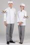 เสื้อกุ๊ก เสื้อเชฟ ชุดเชฟ เสื้อพ่อครัว แขนยาว สีขาวกุ๊นฟ้า (FSS0205)
