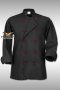 Red stud buttons black long sleeve chef jacket