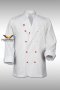 Red stud buttons white long sleeve chef jacket