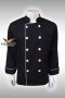 White piping black long sleeve chef jacket