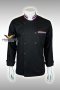 เสื้อกุ๊ก เสื้อเชฟ ชุดเชฟ  เสื้อพ่อครัว แขนยาว สีดำปกลายธงชาติ กระเป๋าเจาะลายธงชาติ (FSS0402)