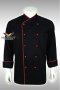 Red stud buttons Black-Red long sleeve chef jacket