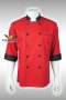 เสื้อกุ๊ก เสื้อเชฟ ชุดเชฟ เสื้อพ่อครัว แขนสามส่วน สีแดง ปกดำ (FSS0331)