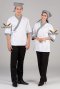 เสื้อกุ๊ก เสื้อเชฟ ชุดเชฟ เสื้อพ่อครัว ญี่ปุ่น สีขาวกุ๊นลายชิโนริ (FSS0605)