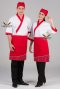 เสื้อกุ๊ก เสื้อเชฟ ชุดเชฟ เสื้อพ่อครัว ญี่ปุ่น สีขาวกุ๊นแดง (FSS0606)