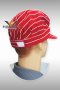 Red Chalk Stripe Pleated Baseball Hat