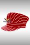 Red Chalk Stripe Pleated Baseball Hat