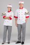RED PIPING WHITE JAPANESE CHEF HAT