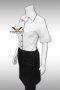 เสื้อพนักงานเสิร์ฟ เสื้อเสิร์ฟ เสื้อเชิ้ต เสื้อฟอร์ม เสื้อพนักงานต้อนรับ ชุดพนักงานเสิร์ฟ สีขาวกุ๊นดำ (SHI1201)