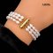 Approx. 4.5 mm - 5.0 mm, Freshwater Pearl, Three Strands Uniform Pearl Bracelet