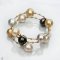 Approx. 12.0 -14.0 mm, Tahitian and Gold South Sea Pearl, Alternating Sizes Station Pearl Beads and Tubes Spring Bangle