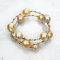 Approx. 12.0 -13.0 mm, Gold South Sea Pearl, Alternating Sizes Station Pearl Beads and Tubes Spring Bangle