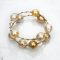 Approx. 12.0 -13.0 mm, Gold South Sea Pearl, Alternating Sizes Station Pearl Beads and Tubes Spring Bangle