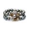 10.87 - 13.82 mm, Tahitian Pearl, Double Layer Graduated Pearl Bracelet with Push and Twist Flower