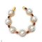 Approx. 11.0 - 12.0 mm, White South Sea Pearl, Garnet Double Halo Station Pearl Bracelet