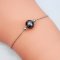 Approx. 9.0 - 10.0 mm, Hanashinju Pearl, Tahitian Pearl, Full Drilled Pearl with Hole Covers, Needle Cable Chain Bracelet