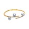 Approx. 8.0 - 9.0 mm, Blue Rose, Akoya Pearl, Triple Pearl Branch Bangle