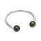 Approx. 11.0 mm, Tahitian Pearl, Double Pearl Open Bangle