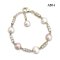 Approx. 8.0 - 9.0 mm, Freshwater Pearl, Station Pearl & Three Stones CZ Row Bracelet