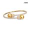 Approx. 10.0 mm, Gold South Sea Pearl, Duo Pearl Open Bangle