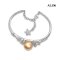 Approx. 12.0 mm, Gold South Sea Pearl, Flower Pearl Open Bangle with Safety Chain