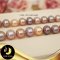 สร้อยข้อมือมุกล้วน มุก Edison สีมัลติคัลเลอร์ ตะขอใบโกศลเล็ก เงินแท้ 92.5 ประดับเพชร CZ / B486