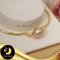 กำไลข้อมือมุกเม็ดเดี่ยว จุกห่วงคู่ มุก Ripple Pearl สีพีชเชอร์รี่ / B477
