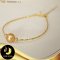 สร้อยข้อมือมุกเม็ดเดี่ยว คั่นล็อคบอลซิลิโคนคู่ มุก South Sea สีทองเข้ม Deep Gold ทรง Semi-round ขนาด 10 mm เกรด AA สร้อยหัวเข็มและล็อคบอลเงินแท้ 92.5 ชุบทอง / B462