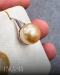 13.0 mm and 13.2 mm, Gold South Sea Pearl, Fish Hooks Pearl Earrings Front CZ Paved