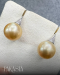 13.0 mm and 13.2 mm, Gold South Sea Pearl, Fish Hooks Pearl Earrings Front CZ Paved