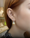 13.0 mm and 13.2 mm, Gold South Sea Pearl, Fish Hooks Pearl Earrings Front CZ Paved