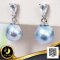 ต่างหูพลอยหยดน้ำ Mini ห้อยไข่มุก Akoya สี Blue Rose (Trade Term) ทรงบารอก ขนาด 8.0-8.5 mm เกรด AA+ ตัวเรือนต่างหู วัสดุเงินแท้ 925 ชุบสีทองคำขาว ประดับพลอยแท้ White Topaz รวม 0.8 ct. / 20.3.65