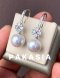 Approx. 9.0 - 10.0 mm, Edison Pearl, Fish Hooks CZ Flower Dangle Pearl Earrings