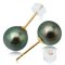 9.1-10.3 mm, Tahitian Pearl, Two Tone Stud Earrings