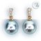 (PSL) Approx. 9.0 mm, Aurora Blue Rose, Diamond Row Dangle Pearl Stud Earrings