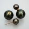 8.56 - 8.82 and 13.66 - 13.86 mm, Hanashiju Tahitian Pearl, Front Back Twin Pearl Double Stud Earrings