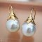 Approx. 12.0 -14.0 mm, Gold South Sea Pearl, Fish Hooks Flower Cap Pearl Earrings