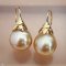 Approx. 13.0 -14.0 mm, Gold South Sea Pearl, Fish Hooks Flower Cap Pearl Earrings