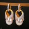 Approx. 13.0 mm, Gold South Sea Pearl, Huggie Whale Tail Jacket Pearl Earrings