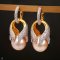 Approx. 13.0 mm, Gold South Sea Pearl, Huggie Whale Tail Jacket Pearl Earrings