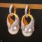 Approx. 13.0 mm, Gold South Sea Pearl, Huggie Whale Tail Jacket Pearl Earrings