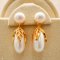 Approx. 6.0 mm, Freshwater Pearl, Leaf Cap Pearl Jacket Stud Earrings