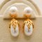 Approx. 6.0 mm, Freshwater Pearl, Leaf Cap Pearl Jacket Stud Earrings