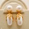 Approx. 6.0 mm, Freshwater Pearl, Leaf Cap Pearl Jacket Stud Earrings