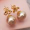 Approx. 13.0 mm, Gold South Sea Pearl, Stud Pearl Earrings